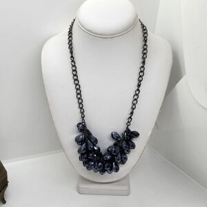 Simply Vera‎ Vera Wang Black Metal Blue Metallic Bead Necklace